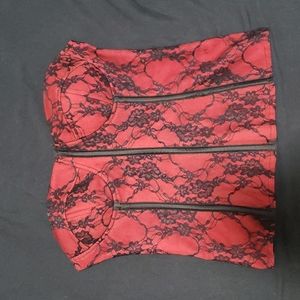 Red and Black Lace Corset sz Small